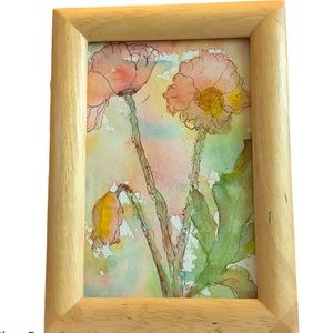 Original Watercolor and Ink Floral Art Painting